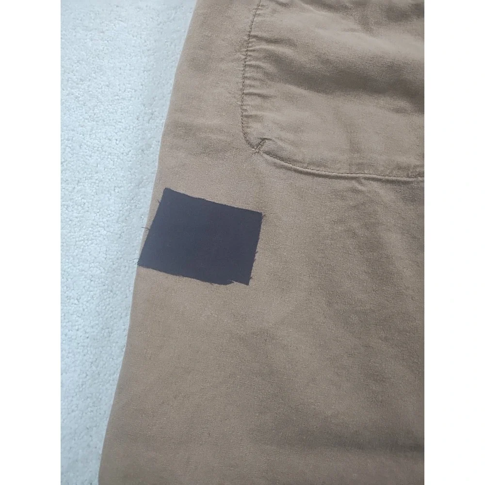 Lucky Brand Linen Shorts Men's 33 Khaki Drawstring Relaxed Safari Summer Beach